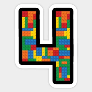 4th Birthday Building Blocks Sticker